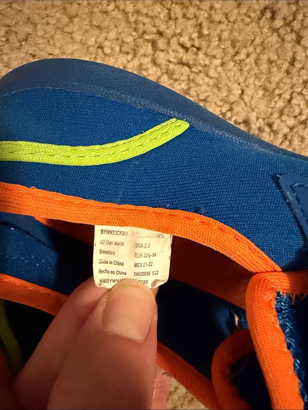 Kids Blue Mesh Water Shoes with Neon Trim